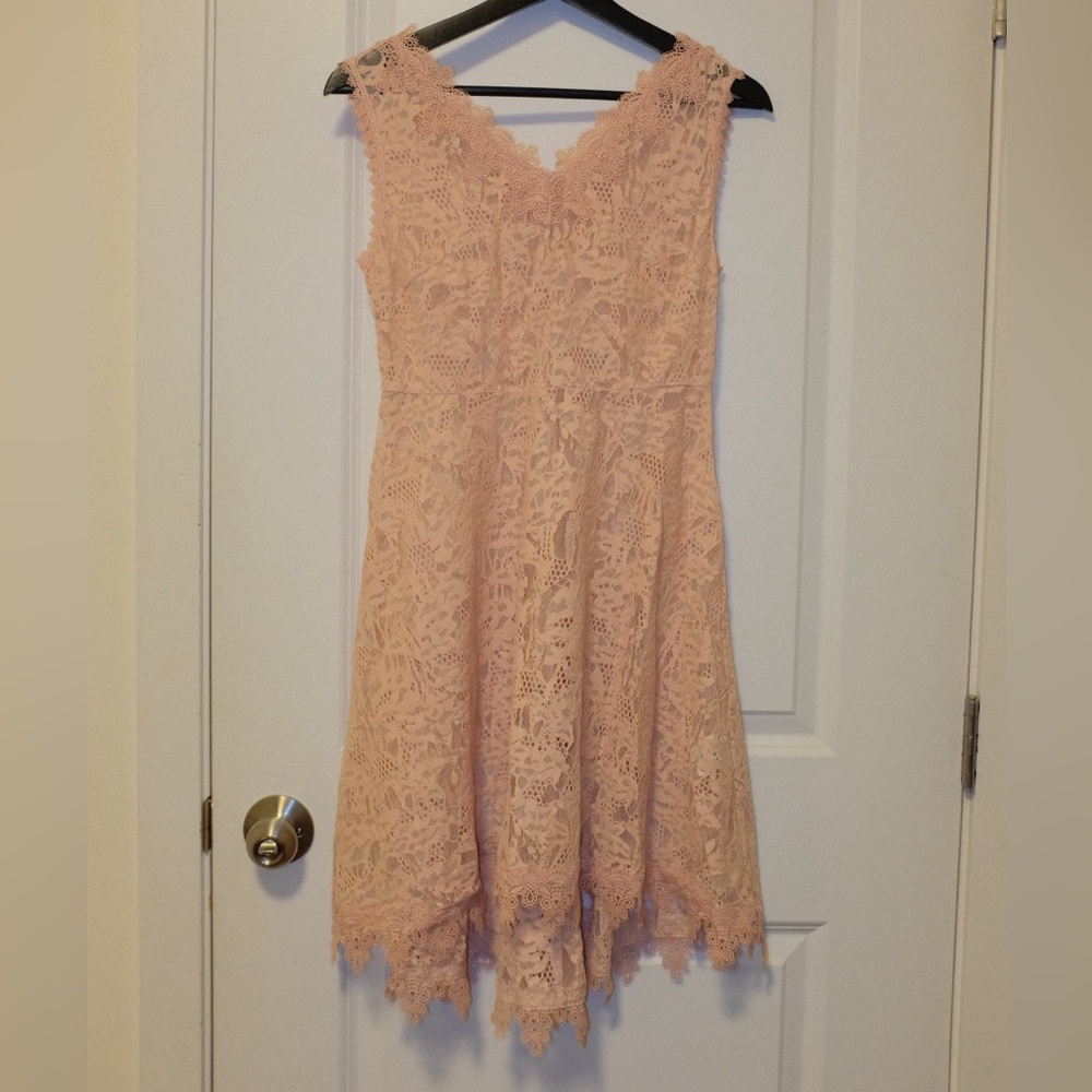 Elegant Pink Lace Dress